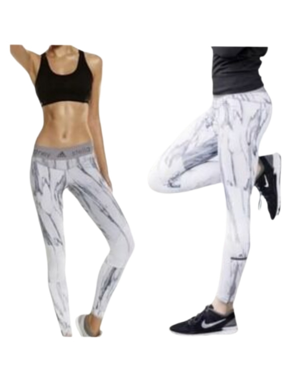 Adidas By Stella McCartney Women's White Marble Ankle Leggings Medium